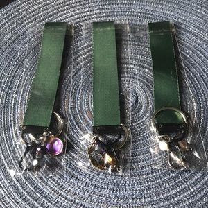 NEW Handmade keychains: dark green, beaded, charms